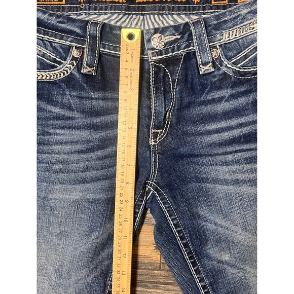 Rock Revival Sasha Capri Jeans Size 31 Bling Flap Pocket Stretch Boho Chic Style - Picture 6 of 11
